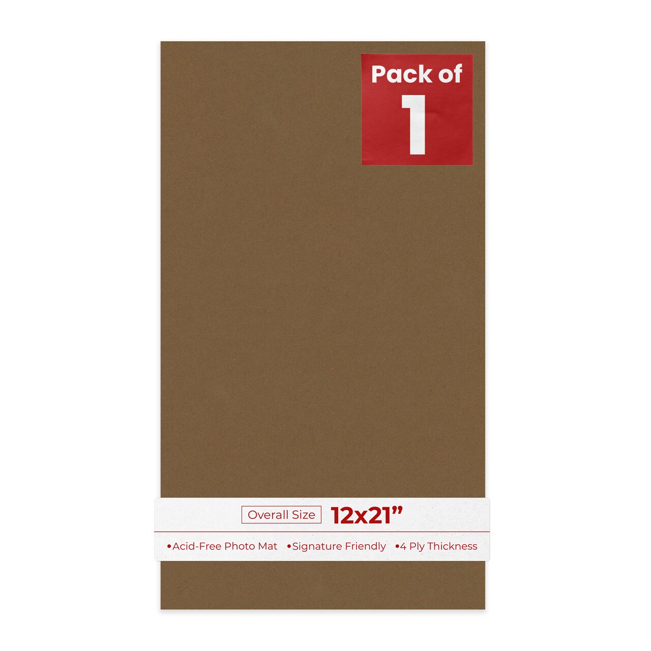 Aged Oak Brown 12x21 Uncut Mat Board - Blank Sheets, No Opening
